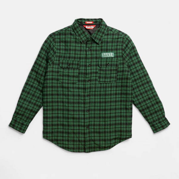 Baker Brand Logo Flannel Button Up Jacket - Green