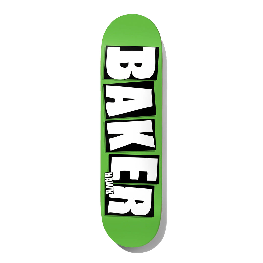 Baker Hawk Brand Name Neon Green Skateboard Deck - 8.5 B2 Shape