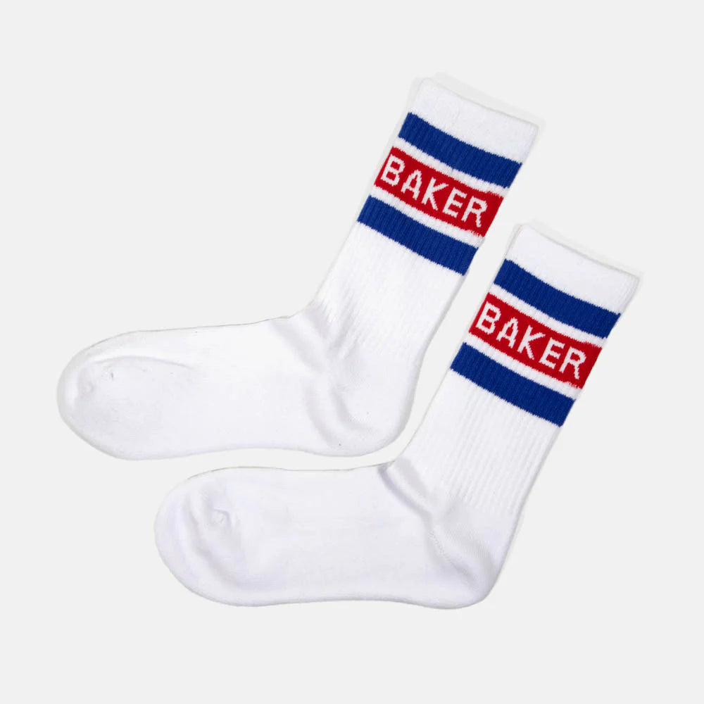 Baker Red Stripe Socks - White