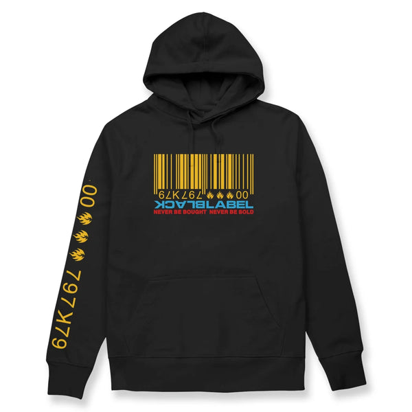 Black Label Barcode Pullover Hoodie - Black