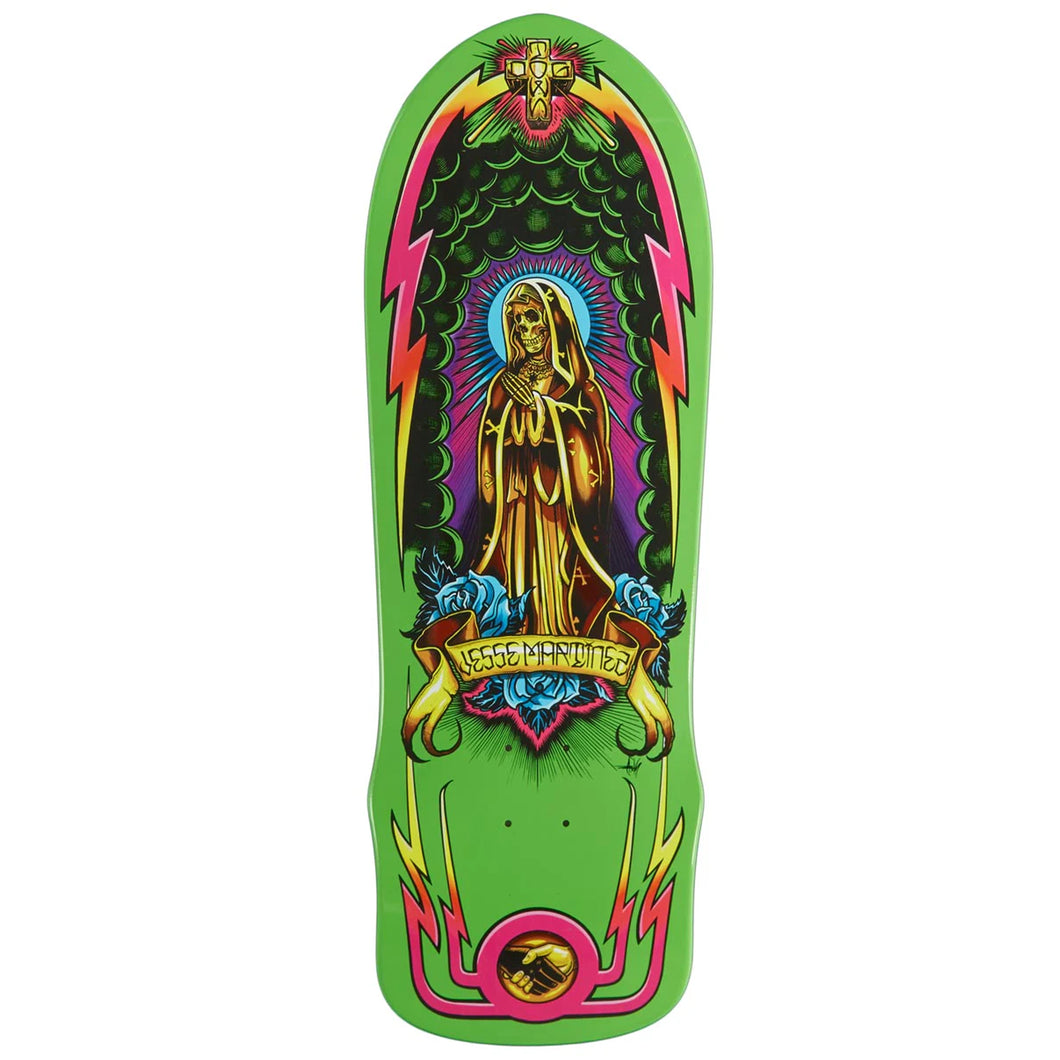 Dogtown Skateboards Jesse Martinez Guadalupe Handshake 1987 Skateboard Deck - 10.0 Full Neon Green Dip