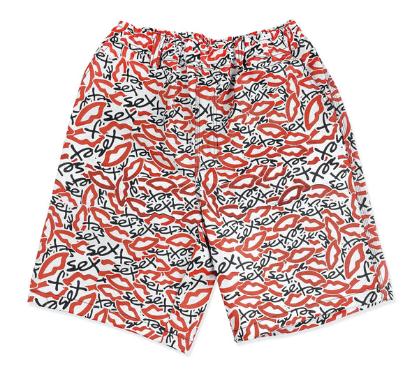 Sex Skateboards Camo Baggy Fit Denim Shorts - White