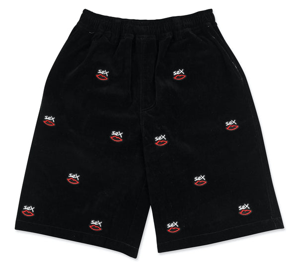 Sex Skateboards Mini Sex Logo Straight Fit Corduroy Shorts - Black