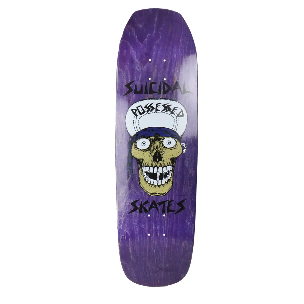 Suicidal Skates Punk Skull Skateboard Deck Purple Stain - 9.125