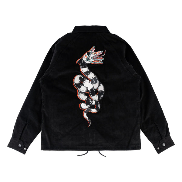 Welcome X Beetlejuice Sandworm Embroidered Coaches Jacket - Black