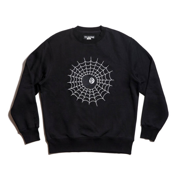 Piss Drunx Web 8-Ball Crewneck Sweater - Black