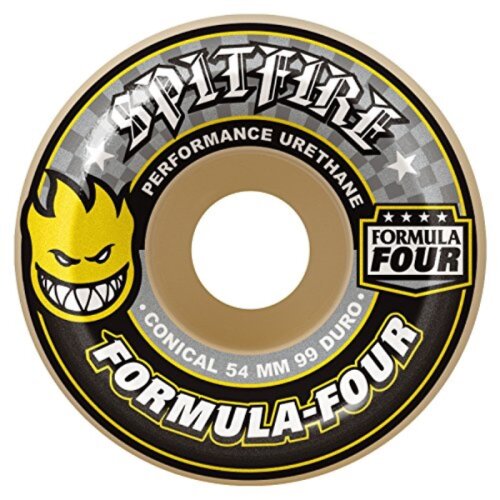 Spitfire Formula Four Skateboard Wheels Conical Yellow 99Du Natural 54mm